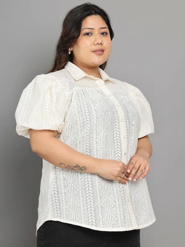 Cream_Premium_Poly_Cotton_Half_Sleeves_Shirt_For_Women_|_Till_6XL