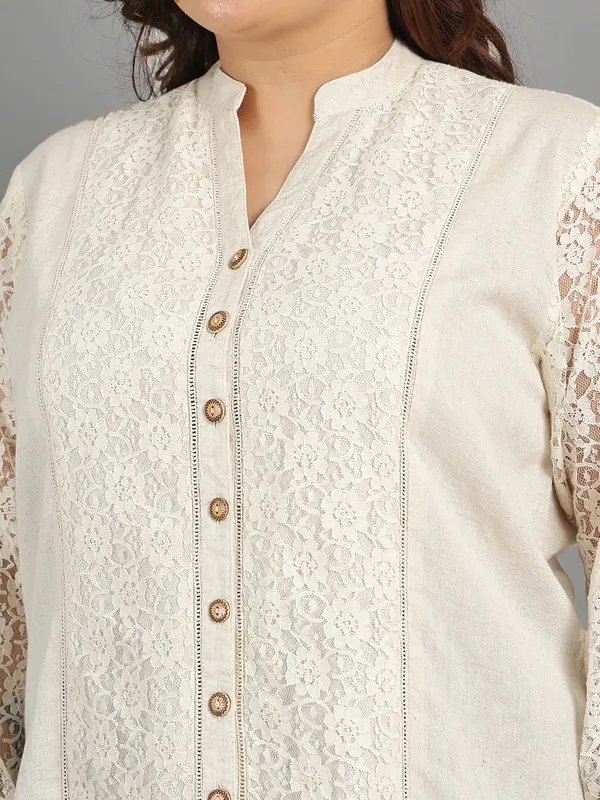 Off_White_Premium_Cotton_Full_Sleeves_Shirt_For_Women_|_Till_6XL