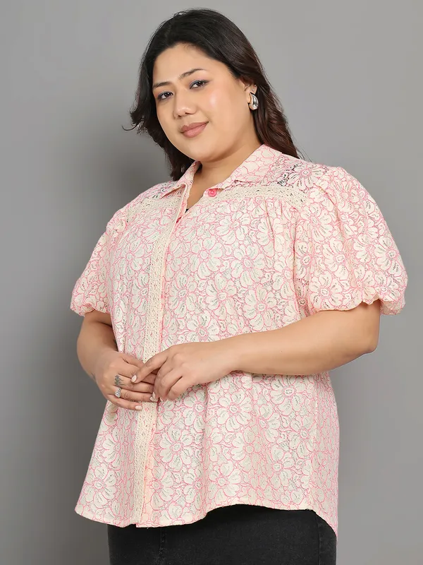 Pink_Premium_Cotton_Half_Sleeves_Shirt_For_Women_|_Till_6XL