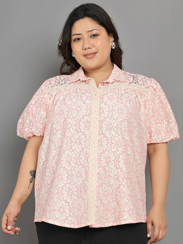 Pink_Premium_Cotton_Half_Sleeves_Shirt_For_Women_|_Till_6XL