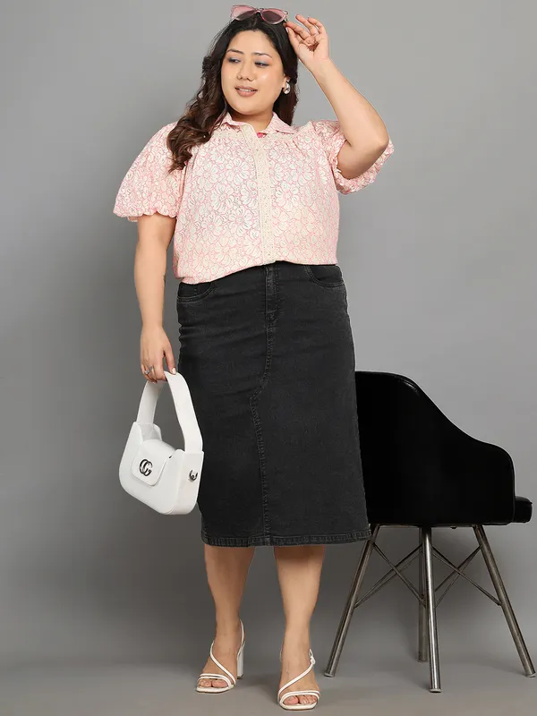Pink_Premium_Cotton_Half_Sleeves_Shirt_For_Women_|_Till_6XL
