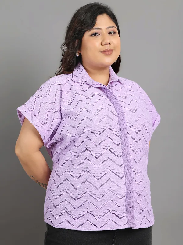 Purple_Premium_Poly_Cotton_Half_Sleeves_Shirt_For_Women_|_Till_6XL