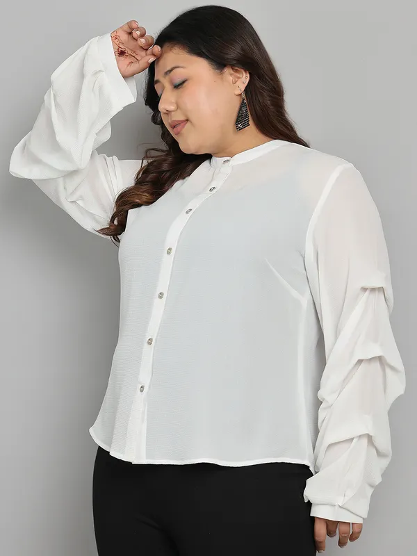 White_Premium_Polyester_Full-Length_Shirt_For_Women_|_Till_6XL
