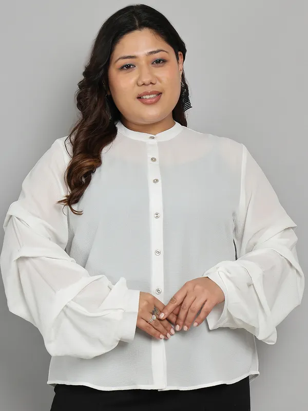 White_Premium_Polyester_Full-Length_Shirt_For_Women_|_Till_6XL