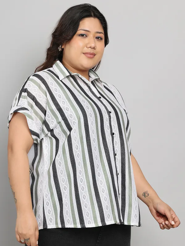 Multicolor_Premium_Dobby_Half_Sleeves_Shirt_For_Women_|_Till_6XL