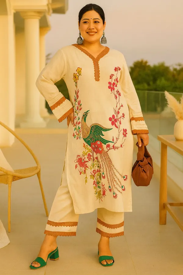 Beige_Premium_Cotton_Full_Sleeves_Kurta_Set_For_Women_(Pack_Of_2)_|_Till_6XL