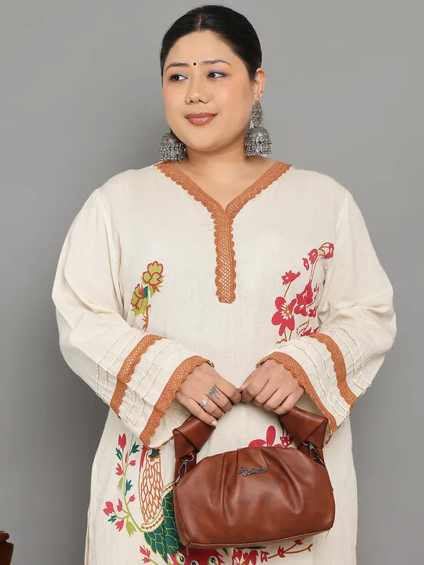 Beige_Premium_Cotton_Full_Sleeves_Kurta_Set_For_Women_(Pack_Of_2)_|_Till_6XL