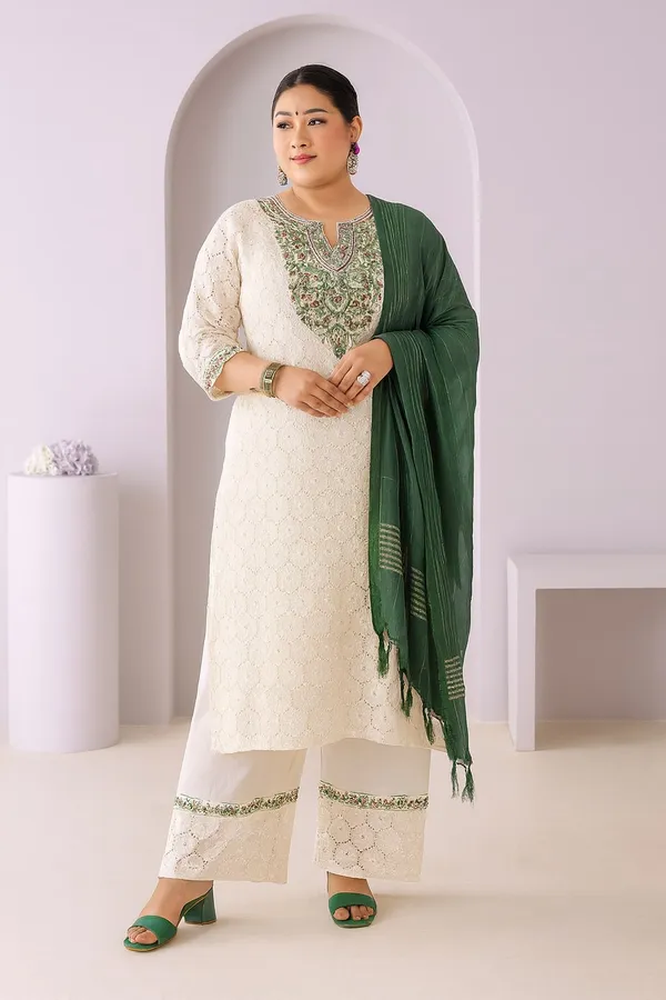 Cream_Premium_Pure_Cotton_Three_Fourth_Sleeves_Kurta_Set_For_Women_(Pack_Of_3)_|_Till_6XL