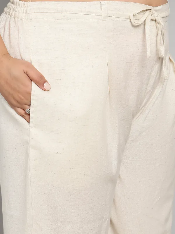 Cream_Premium_Pure_Cotton_Three_Fourth_Sleeves_Kurta_Set_For_Women_(Pack_Of_3)_|_Till_6XL