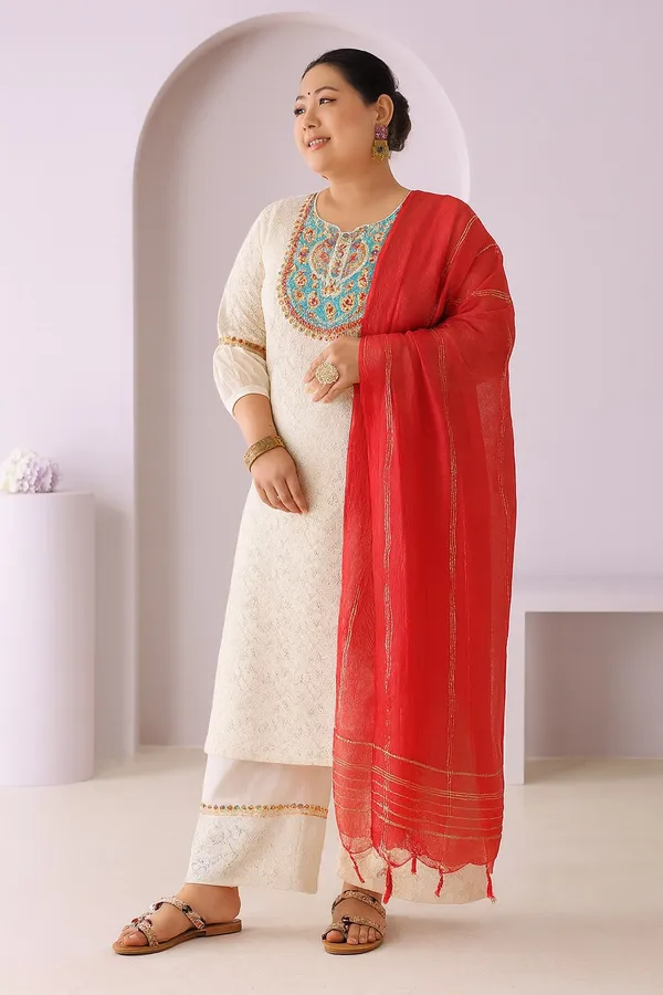 Cream_Premium_Pure_Cotton_Three_Fourth_Sleeves_Kurta_Set_For_Women_(Pack_Of_3)_|_Till_6XL