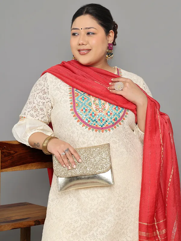 Cream_Premium_Pure_Cotton_Three_Fourth_Sleeves_Kurta_Set_For_Women_(Pack_Of_3)_|_Till_6XL