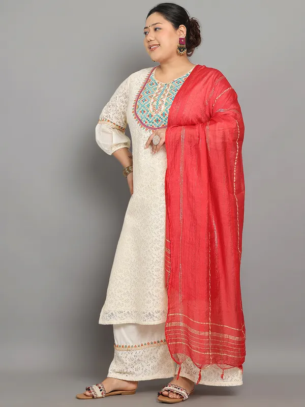 Cream_Premium_Pure_Cotton_Three_Fourth_Sleeves_Kurta_Set_For_Women_(Pack_Of_3)_|_Till_6XL