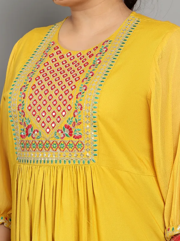 Mustard_Premium_Viscose_Rayon_Three_Fourth_Sleeves_Kurta_Set_For_Women_(Pack_Of_3)_|_Till_6XL