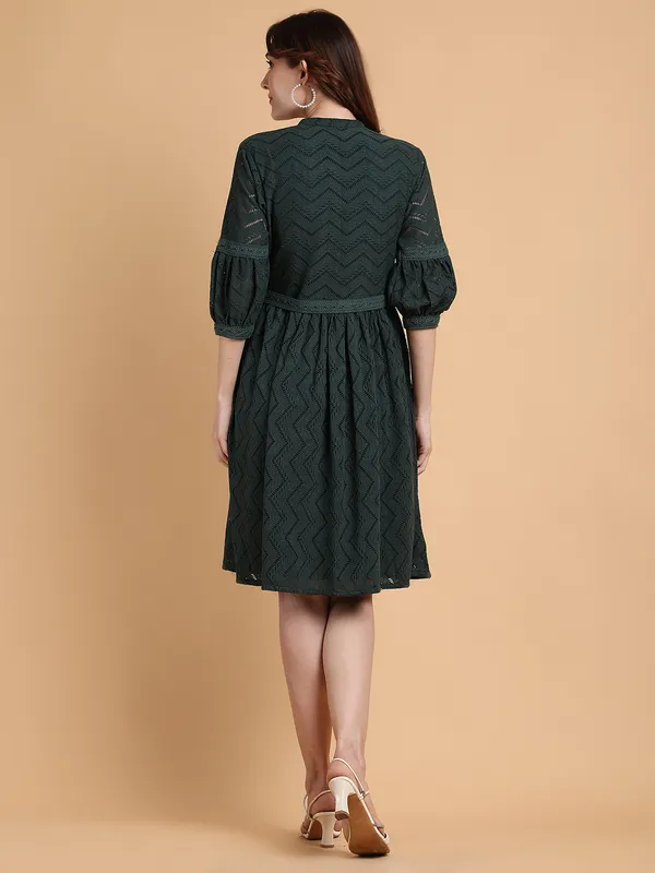 Green_Premium_Schiffli_Three_Fourth_Sleeves_Dress_For_Women
