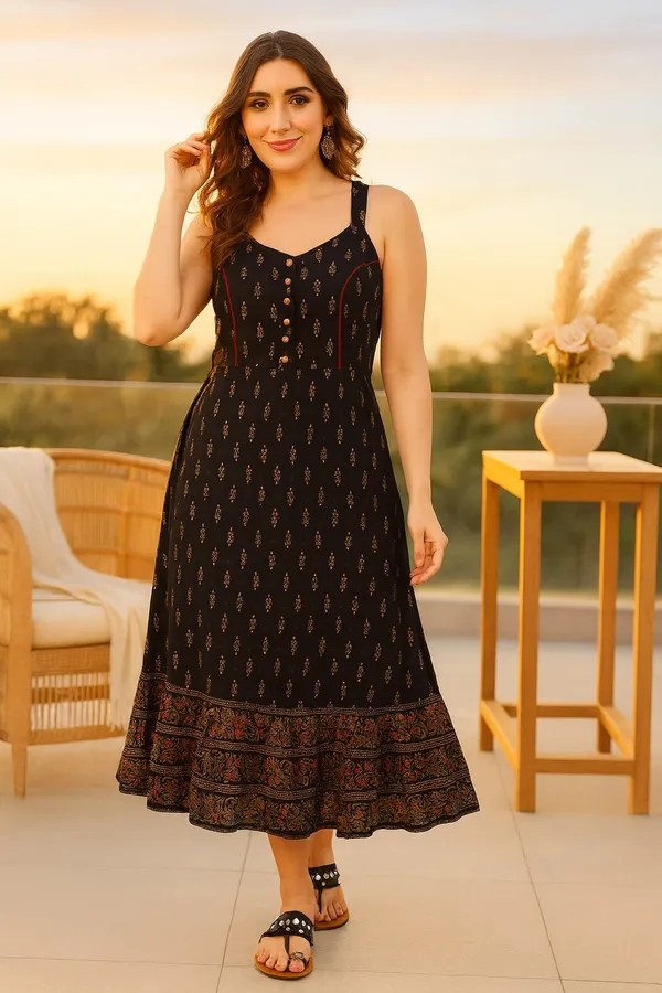 Black_Premium_Viscose_Rayon_Sleeveless_Dress_For_Women