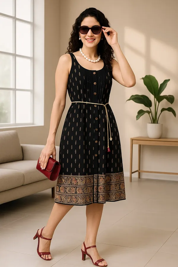 Black_Premium_Viscose_Rayon_Sleeveless_Dress_For_Women