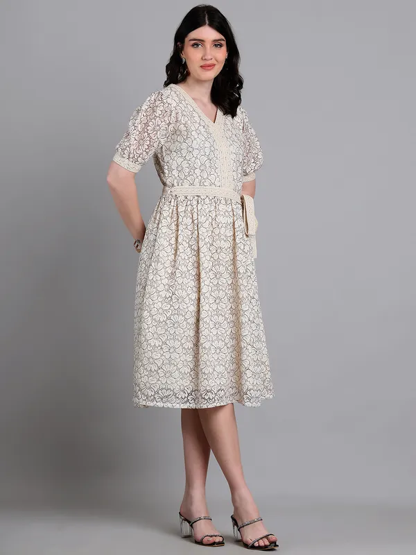 Brown_Premium_Schiffli_Half_Sleeves_Dress_For_Women