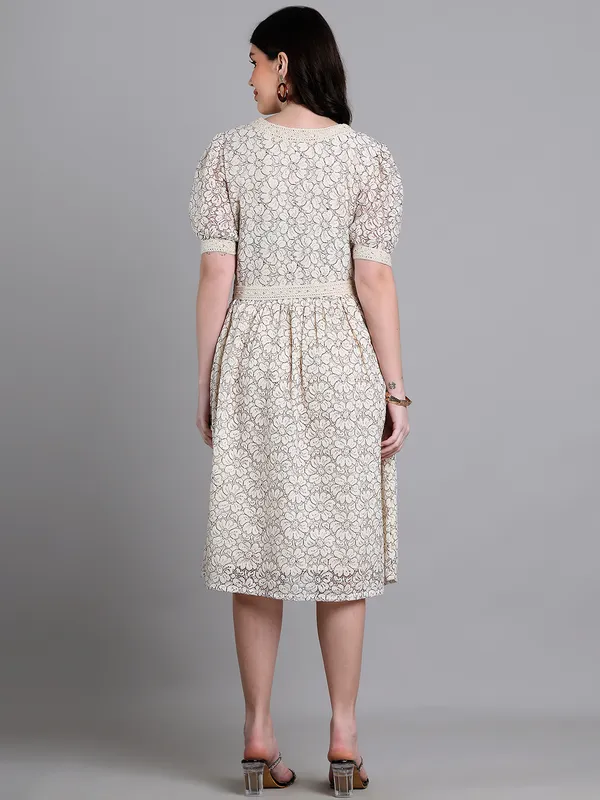 Brown_Premium_Schiffli_Half_Sleeves_Dress_For_Women