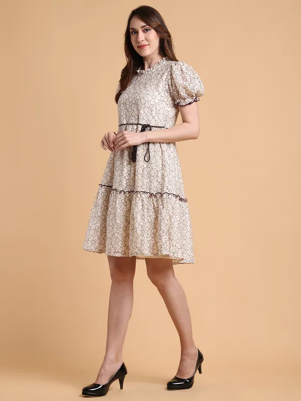 Brown_Premium_Schiffli_Half_Sleeves_Dress_For_Women