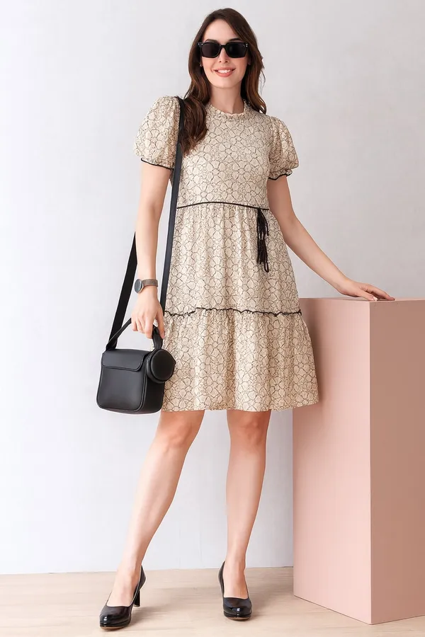 Brown_Premium_Schiffli_Half_Sleeves_Dress_For_Women