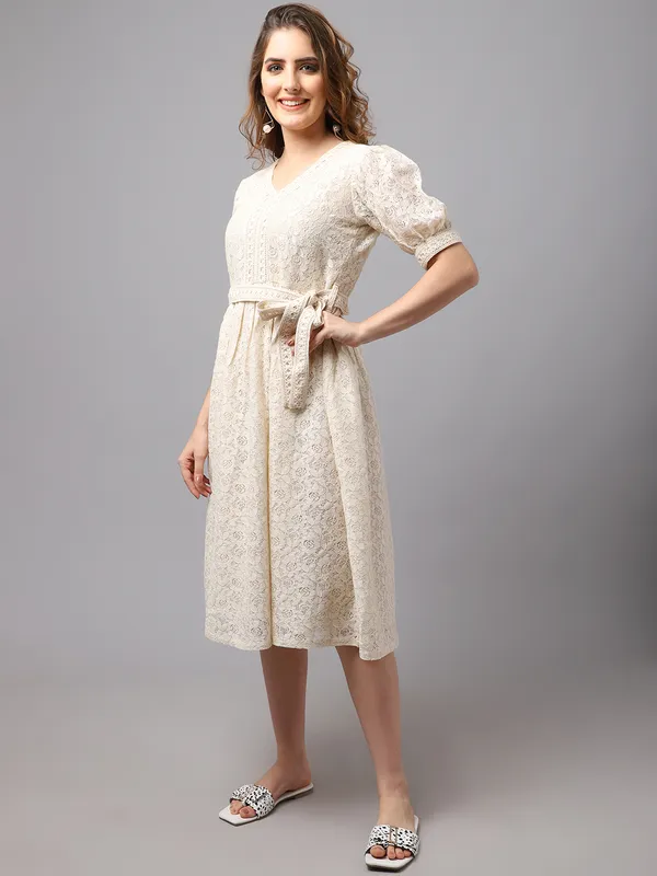 Off_White_Premium_Schiffli_Half_Sleeves_Dress_For_Women