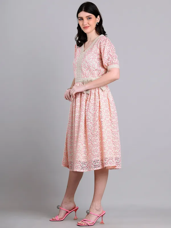 Pink_Premium_Schiffli_Half_Sleeves_Dress_For_Women