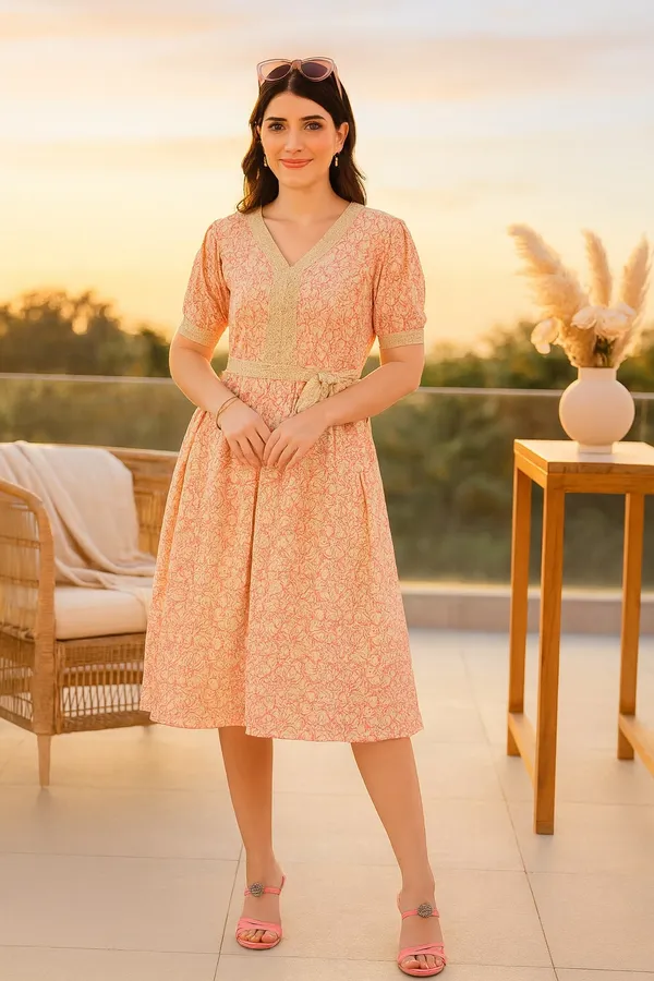 Pink_Premium_Schiffli_Half_Sleeves_Dress_For_Women