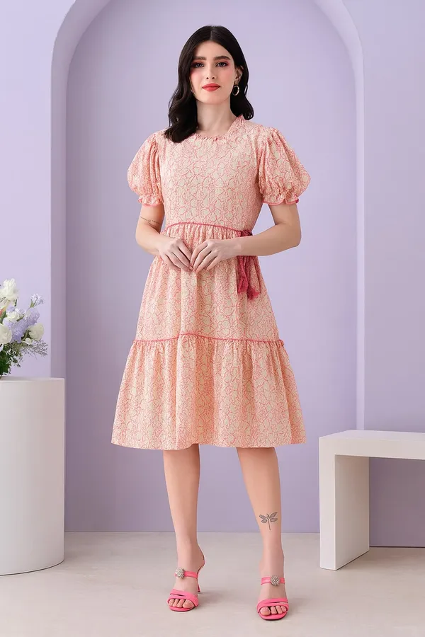 Pink_Premium_Schiffli_Half_Sleeves_Dress_For_Women