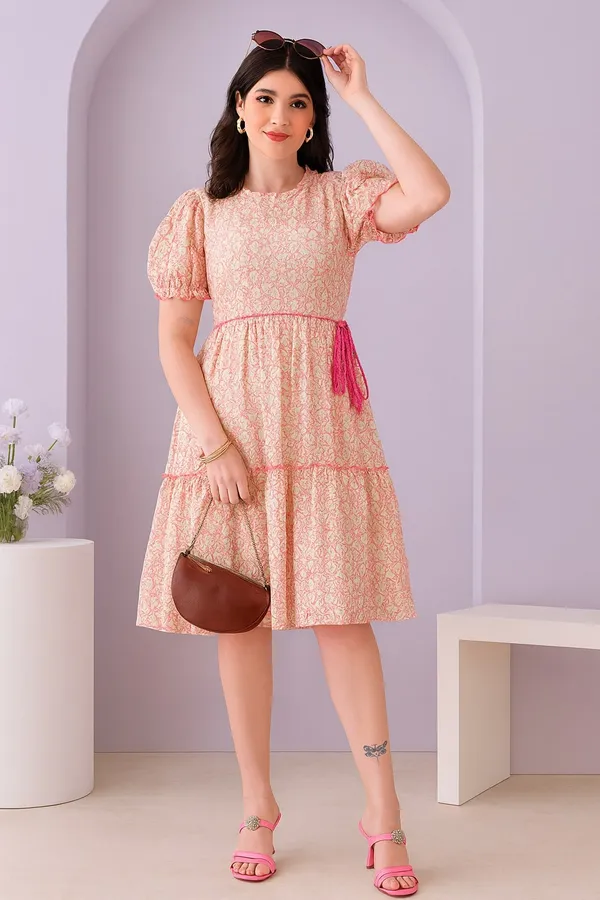 Pink_Premium_Schiffli_Half_Sleeves_Dress_For_Women