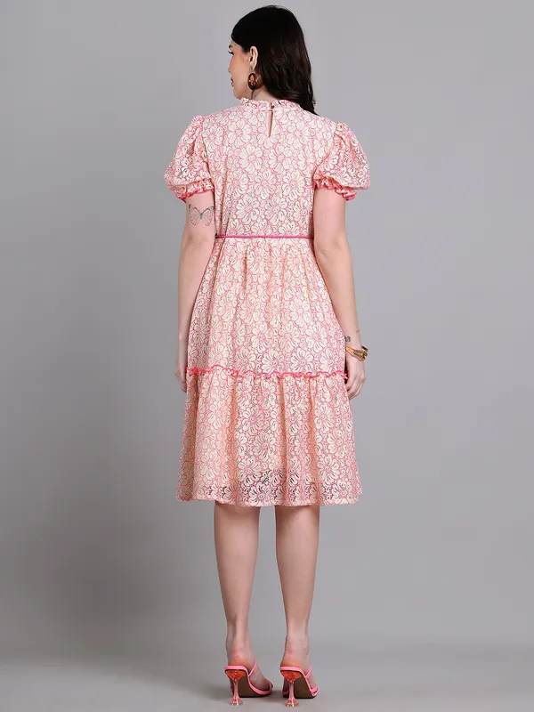 Pink_Premium_Schiffli_Half_Sleeves_Dress_For_Women