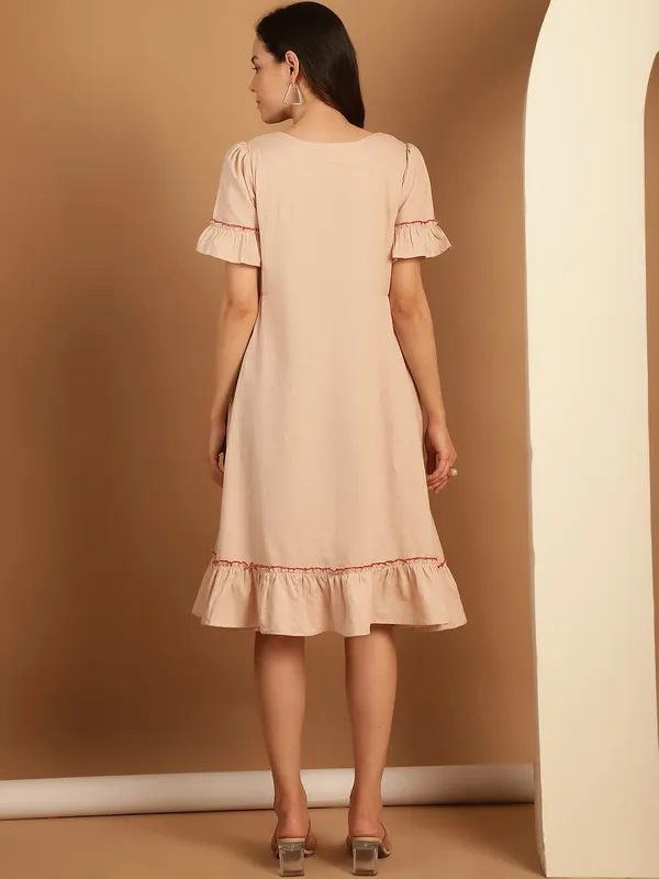 Nude_Premium_Cotton_Half_Sleeves_Dress_For_Women