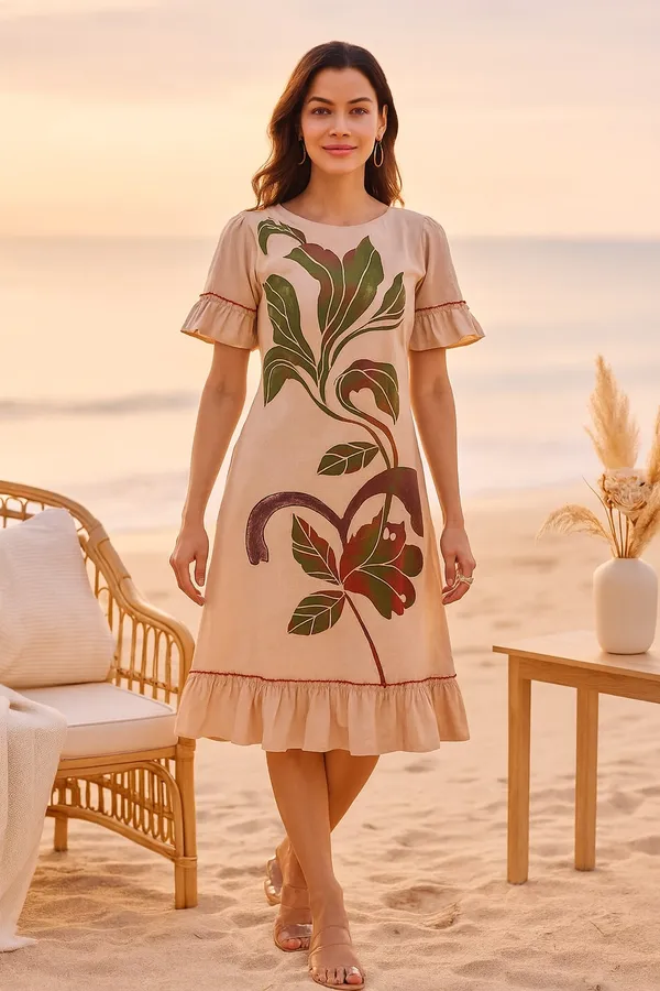Nude_Premium_Cotton_Half_Sleeves_Dress_For_Women