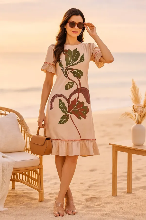 Nude_Premium_Cotton_Half_Sleeves_Dress_For_Women