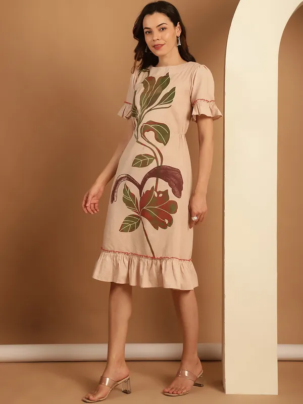 Nude_Premium_Cotton_Half_Sleeves_Dress_For_Women