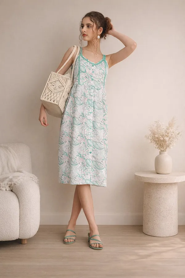 Mint_Paisley_Strap_Midi_Dress
