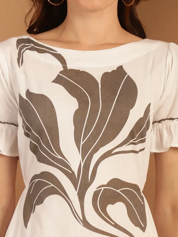 White_Premium_Cotton_Half_Sleeves_Dress_For_Women