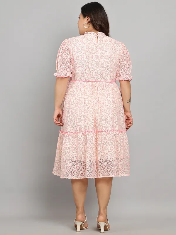 Pink_Premium_Cotton_3/4Th_Sleeve_Dress_For_Women_|_Till_6XL