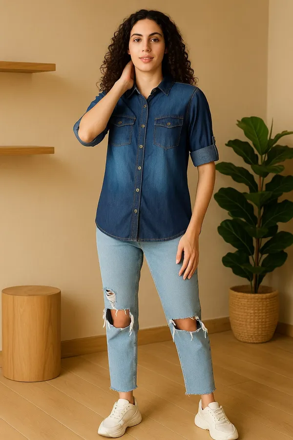 Blue_Premium_Denim_Full_Sleeves_Shirt_For_Women