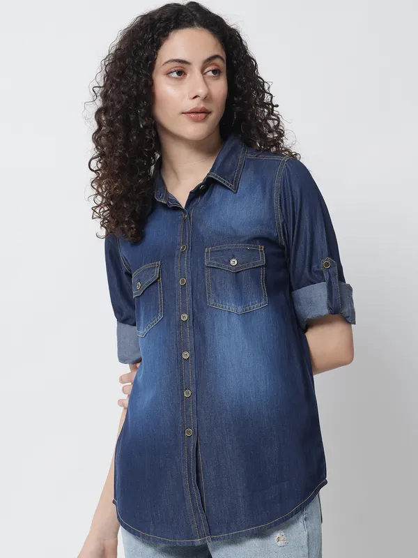Blue_Premium_Denim_Full_Sleeves_Shirt_For_Women