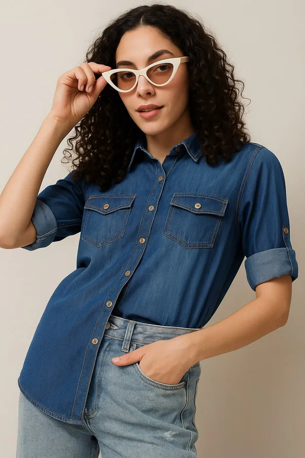 Blue_Premium_Denim_Full_Sleeves_Shirt_For_Women