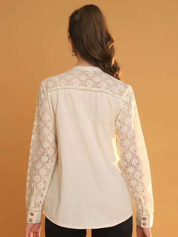 Beige_Premium_Cotton_Full_Sleeves_Shirt_For_Women