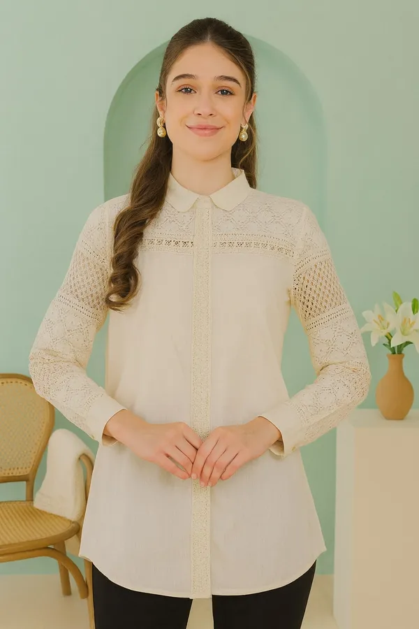 Beige_Premium_Cotton_Full_Sleeves_Shirt_For_Women