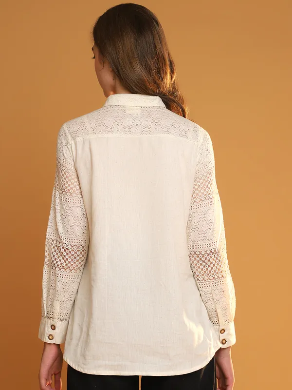 Beige_Premium_Cotton_Full_Sleeves_Shirt_For_Women