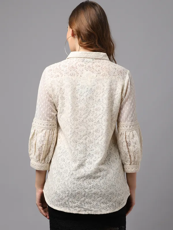 Beige_Premium_Cotton_Full_Sleeves_Shirt_For_Women