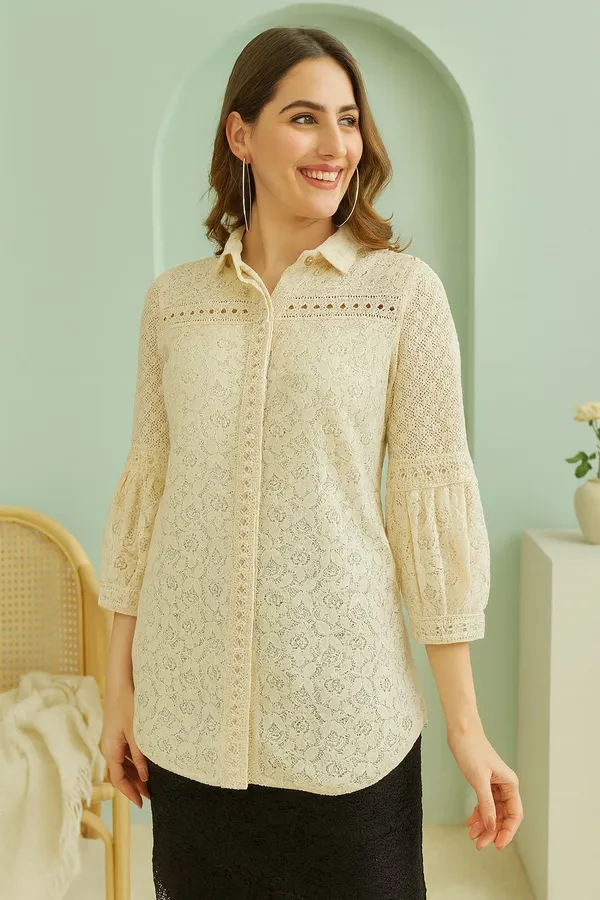 Beige_Premium_Cotton_Full_Sleeves_Shirt_For_Women