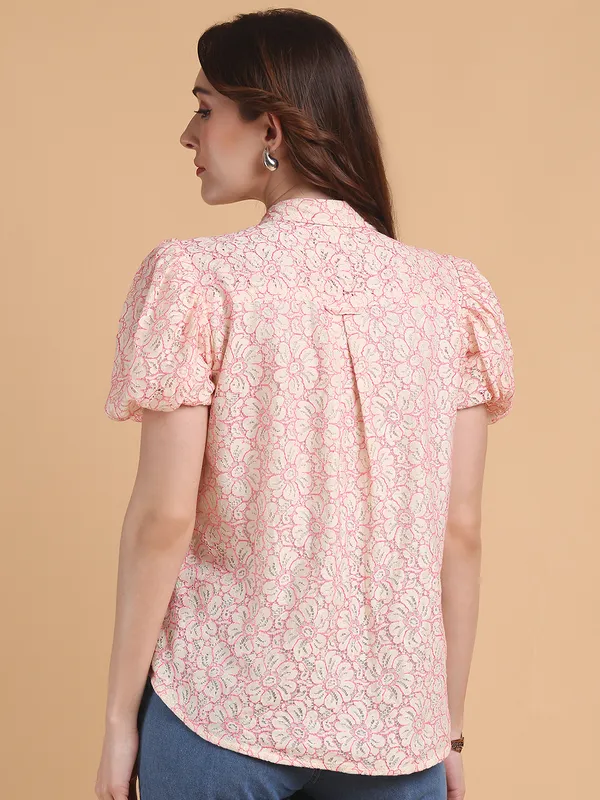 Pink_Premium_Cotton_Half_Sleeves_Shirt_For_Women