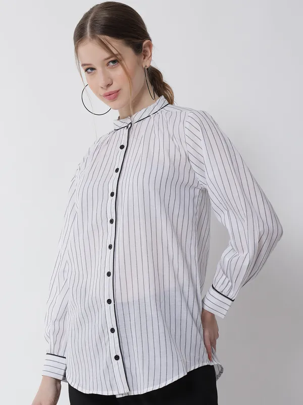 White_Premium_Cotton_Full_Sleeves_Shirt_For_Women