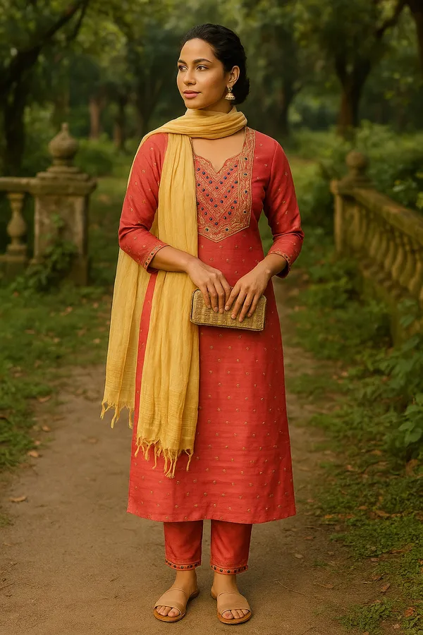 Green_Premium_Cotton_Blend_Three_Fourth_Sleeves_Kurta_Set_For_Women
