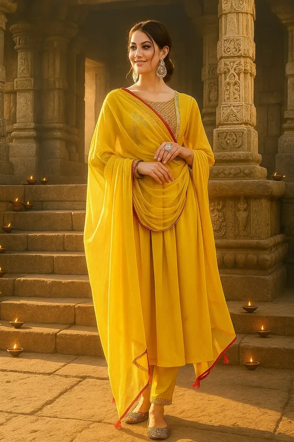 Magenta_Premium_Viscose_Rayon_Three_Fourth_Sleeves_Kurta_Set_For_Women