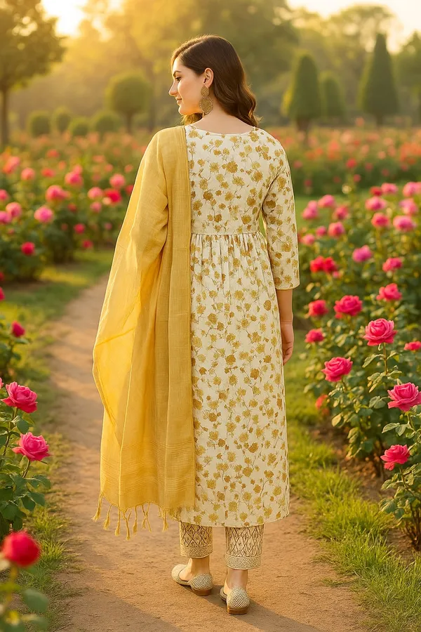 Brown_Premium_Viscose_Rayon_Three_Fourth_Sleeves_Kurta_Set_For_Women